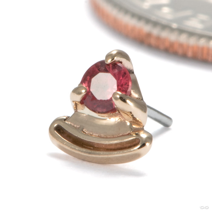 Cradle Press-fit End in 14k Yellow Gold with Red Sapphire from Sacred Symbols