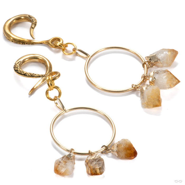 Crossovers in Brass with Citrine Tasseled Rings from Oracle