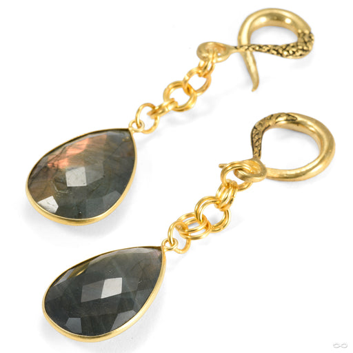 Crossovers in Brass with Faceted Labradorite Teardrops from Oracle