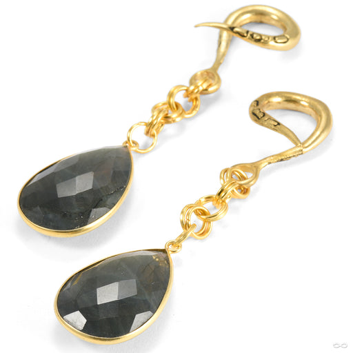 Crossovers in Brass with Faceted Labradorite Teardrops from Oracle