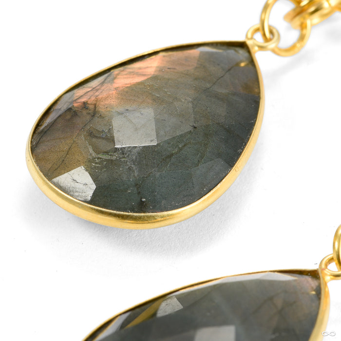 Crossovers in Brass with Faceted Labradorite Teardrops from Oracle