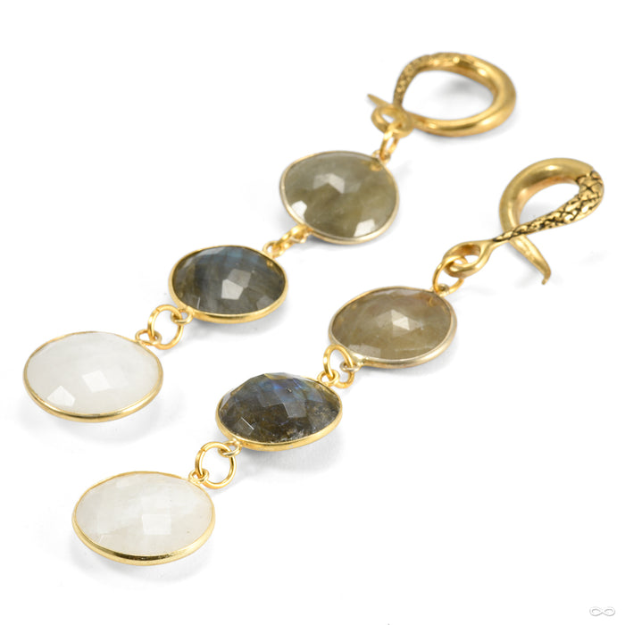 Crossovers in Brass with Golden Sapphire, Labradorite, & Moonstone from Oracle