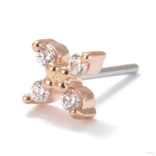Crux Press-fit End in 14k Rose Gold with Clear CZ from Ember Body Jewelry