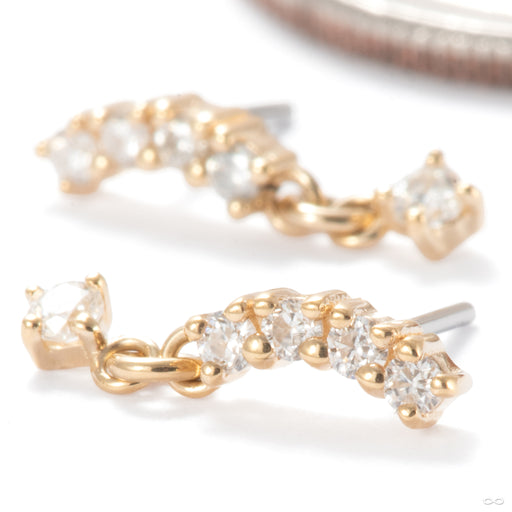 Curve Appeal Press-fit End in Gold from Ember Body Jewelry in different orientations