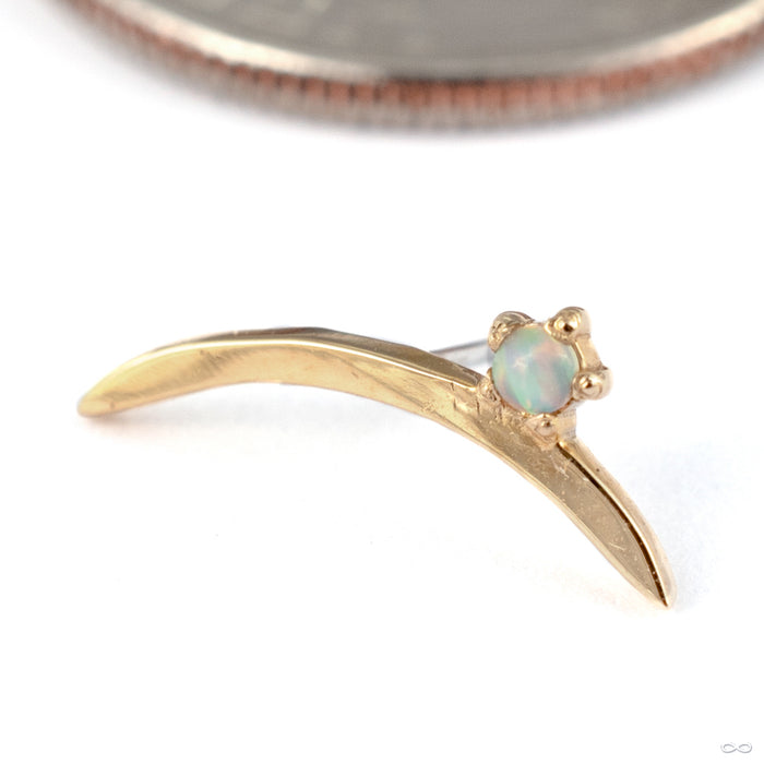 Curve with Gemstone Press-fit End in 14k Yellow Gold with White Opal from Tawapa