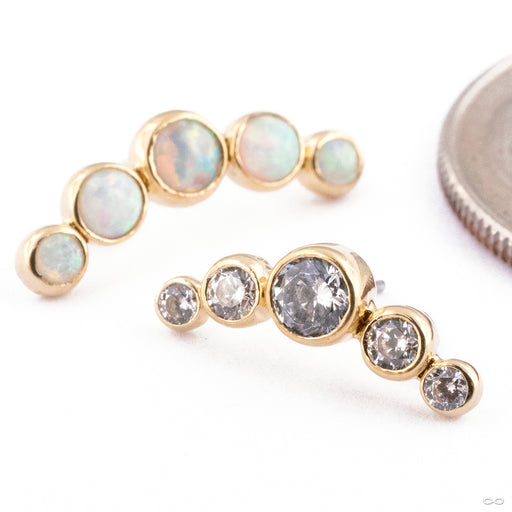 Curved Gem Cluster Press-fit End in Gold from Anatometal