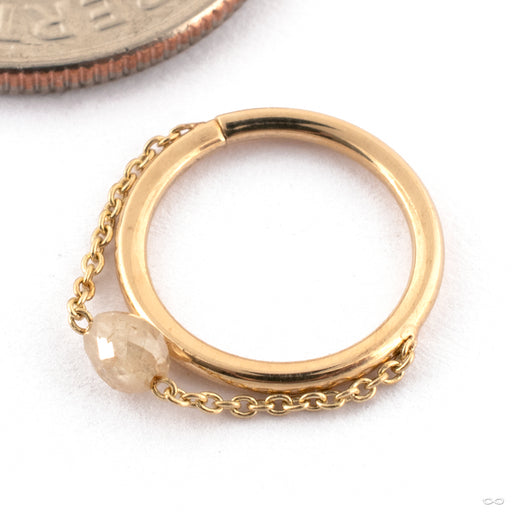 Cylinder Stone Chained Seam Ring from Pupil Hall in 14k Yellow Gold with Diamond