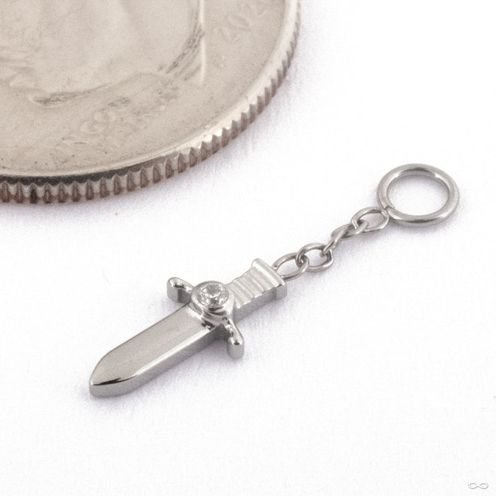 Dagger Charm in Titanium with Clear CZ from Diablo Organics