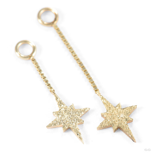 Diamond Shine Starburst Dangle Charm in Gold from Quetzalli size comparison
