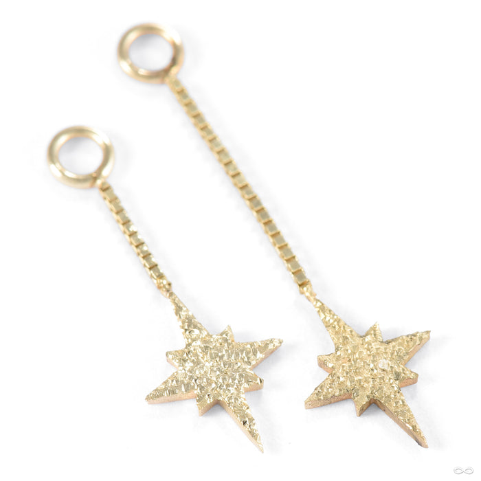 Diamond Shine Starburst Dangle Charm in Gold from Quetzalli size comparison