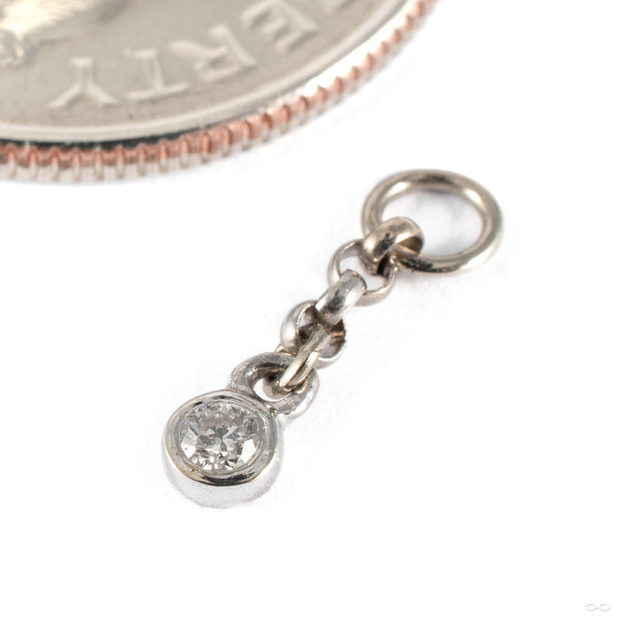 Dot Charm in 14k White Gold with Genuine Diamond from Hialeah