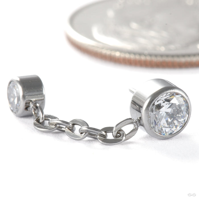 Double Bezel Dangle Press-fit End in Titanium from NeoMetal in clear cz long