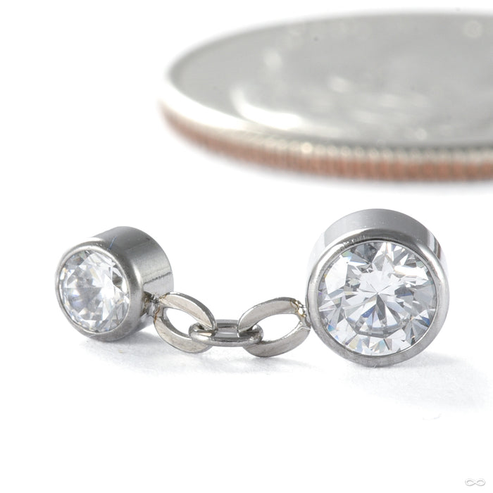 Double Bezel Dangle Press-fit End in Titanium from NeoMetal in clear cz short