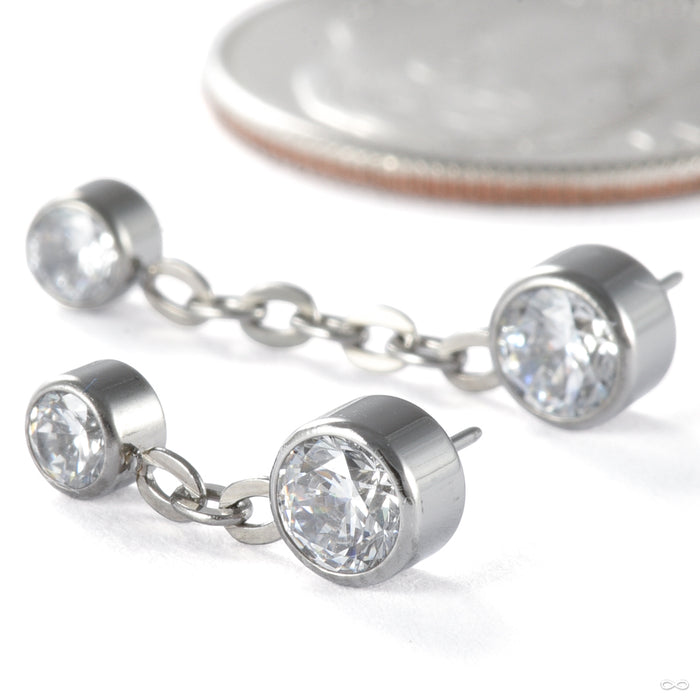Double Bezel Dangle Press-fit End in Titanium from NeoMetal size comparison