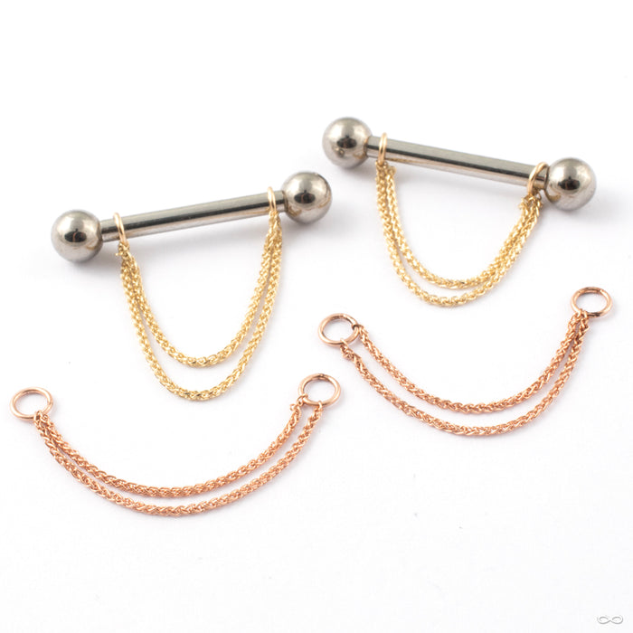 Double Round Wheat Nipple Chain in Gold from Jewelry This Way in assorted lengths and materials