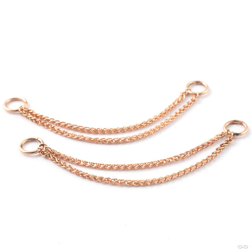 Double Round Wheat Nipple Chain in Gold from Jewelry This Way in 14k Rose gold