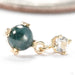 Duet Cab Prong Press-fit End in Gold from BVLA with moss agate & white sapphire