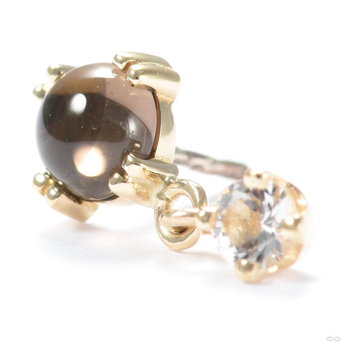 Duet Cab Prong Press-fit End in Gold from BVLA with smoky quartz & white sapphire