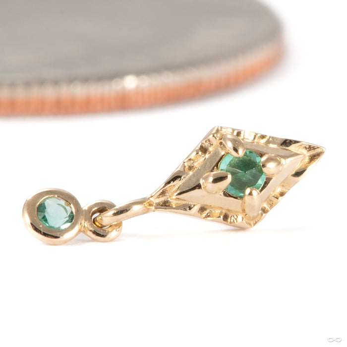 Dyna Drop Press-fit End in 14k Yellow Gold with Emerald from Tether Jewelry