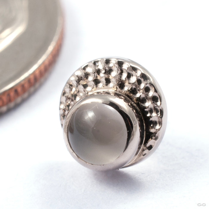 Eclipse Press-Fit End in Gold from Dusk Body Jewelry with moonstone