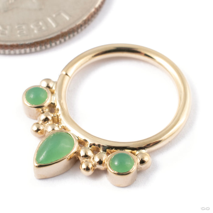 Eden Pear Seam Ring in Gold from BVLA in 14k Yellow Gold with Chrysoprase