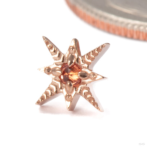 Elendres Press-fit End in 14k Rose Gold with Orange Sapphire from Tether Jewelry