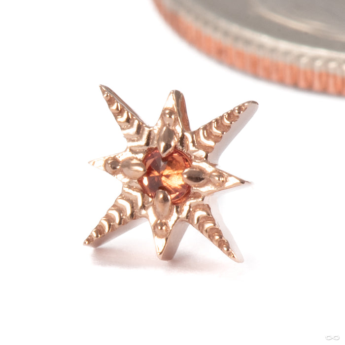 Elendres Press-fit End in 14k Rose Gold with Orange Sapphire from Tether Jewelry