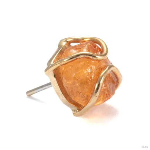 Embrace Press-fit End in 14k Yellow Gold with Mandarin Garnet from Quetzalli