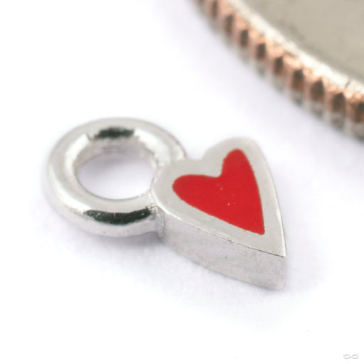 Enamel Ticker Charm in Gold from Pupil Hall in 14k white gold with red enamel