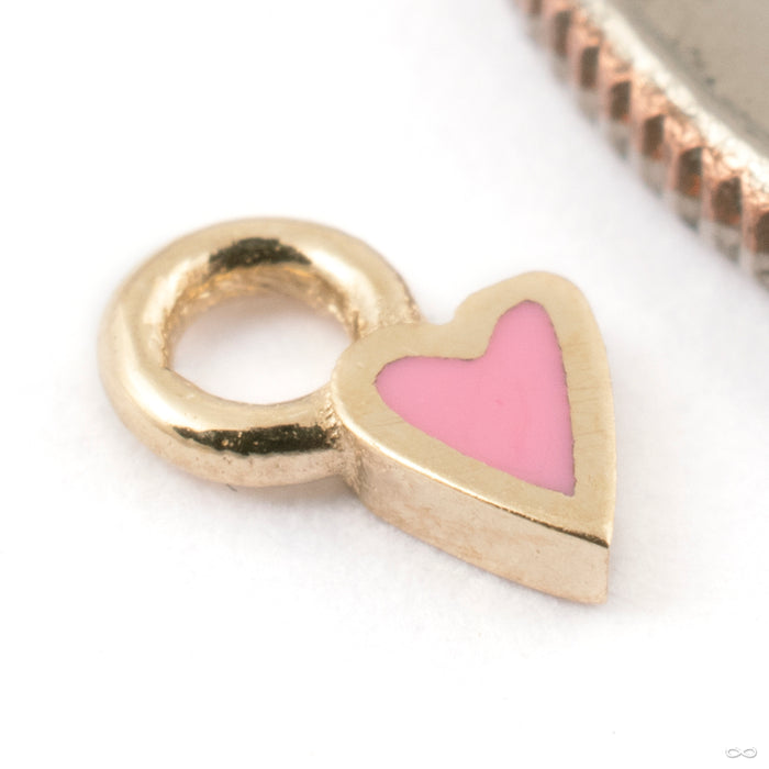 Enamel Ticker Charm in Gold from Pupil Hall in 14k yellow gold with bubblegum pink enamel