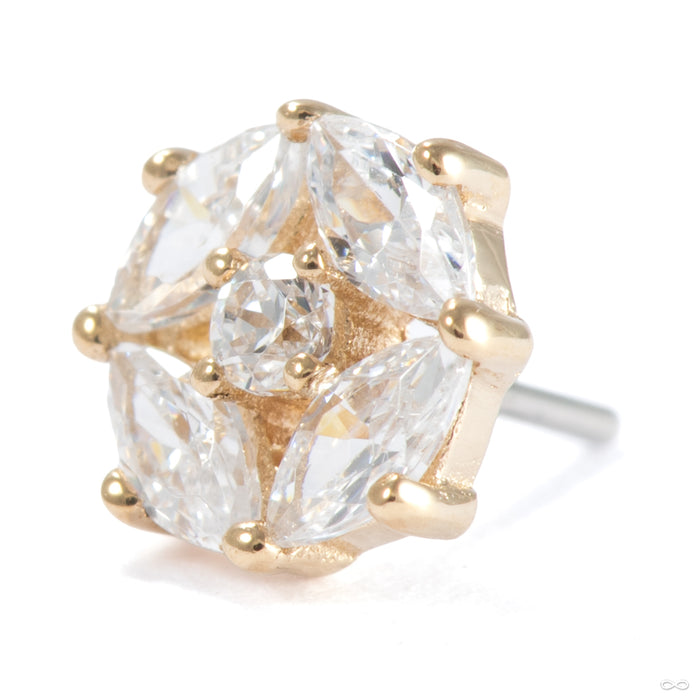 Equinox Press-fit End in 14k Yellow Gold with Clear CZ from Ember Body Jewelry