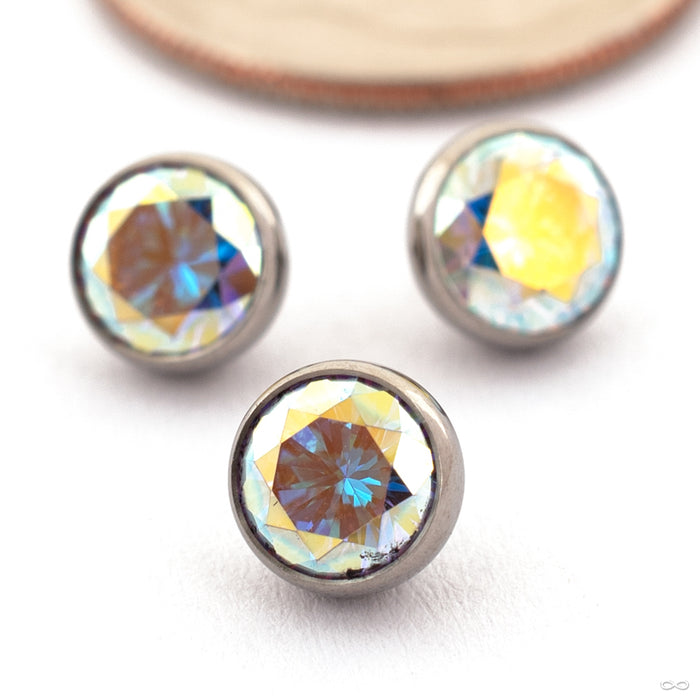 Extreme Low Profile Gem Ball Threaded End in Titanium from Industrial Strength with aurora borealis