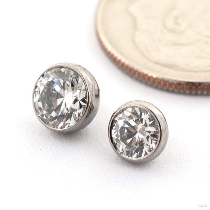 Extreme Low Profile Gem Ball Threaded End in Titanium from Industrial Strength with clear CZ