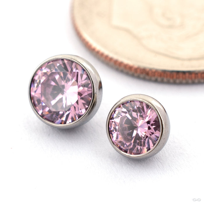 Extreme Low Profile Gem Ball Threaded End in Titanium from Industrial Strength with pink