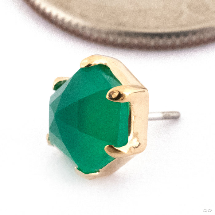 Family Ghost Press-fit End in Gold from Pupil Hall in 14k Yellow Gold with Green Onyx