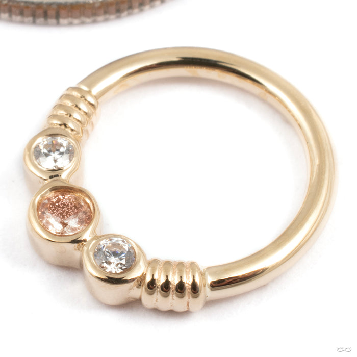 Faraway Seam Ring in Gold from BVLA in 14k Yellow Gold with Oregon Sunstone and CZ