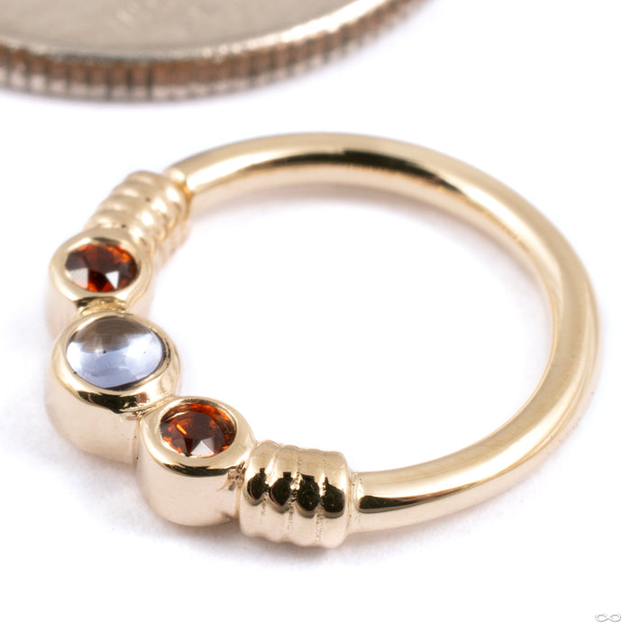 Faraway Seam Ring in Gold from BVLA in 14k Yellow Gold with Tanzanite and Garnet