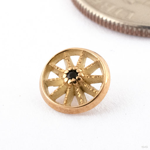 Ferris Wheel Threaded End in 15k Yellow Gold with Black Diamond from Kiwii Jewelry