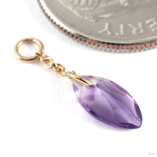 Flamingo Charm in 14k Yellow Gold with Amethyst from Hialeah