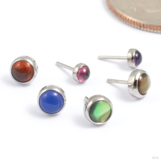 Flat Back Cabochon Gem Press-fit End in Titanium from Industrial Strength in various sizes and materials