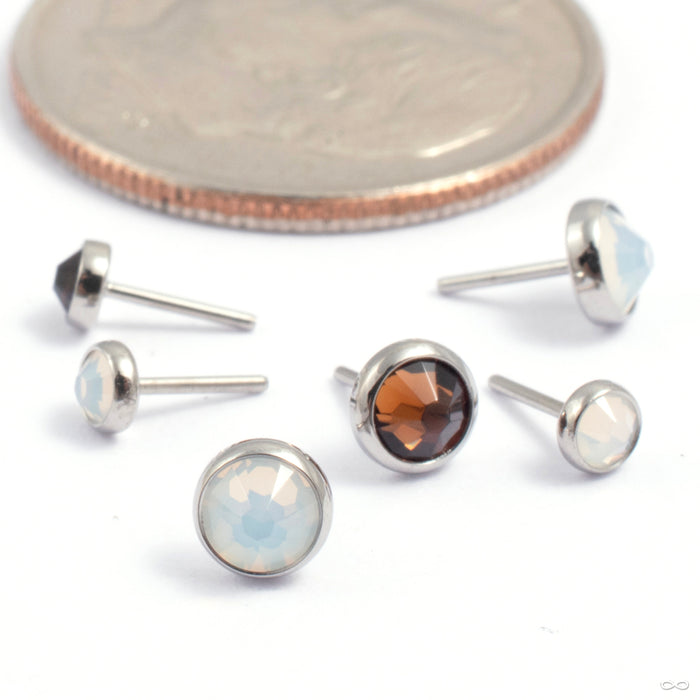 Flat Back Faceted Gem Press-fit End in Titanium from Industrial Strength in various sizes and materials