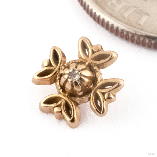 Floral Cross Threaded End in 15k Yellow Gold with Diamond  from Kiwii Jewelry
