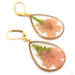 Flower and Fern Teardrop Earrings from Uzu Organics Pink and White Flowers 18g