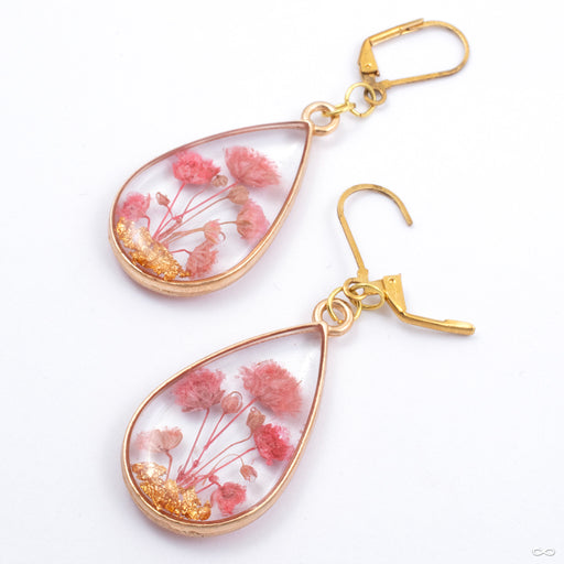 Flower and Fern Earrings from Uzu Organics with pink flowers