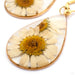 Flower and Fern Teardrop Earrings from Uzu Organics 18g with White Flowers detail photo