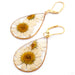 Flower and Fern Teardrop Earrings from Uzu Organics 18g with White Flowers