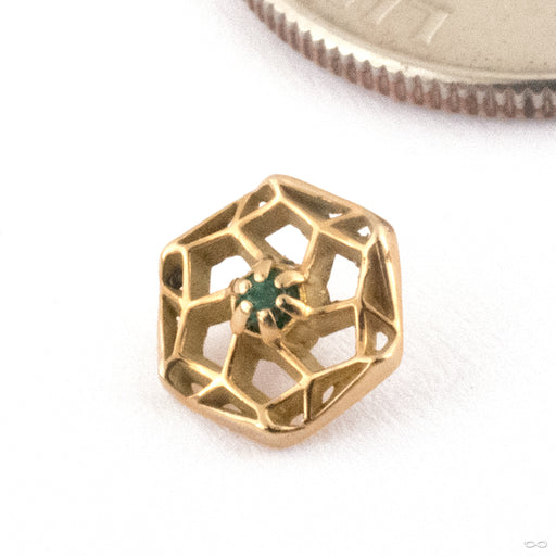 Fortress Threaded End in 15k Yellow Gold with Emerald from Kiwii Jewelry