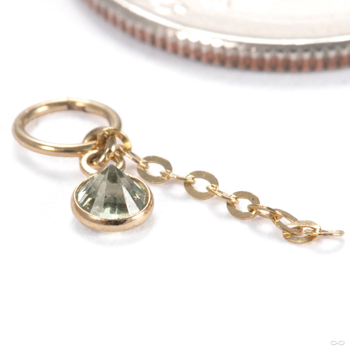 Future, Past and Present Charm in 14k Yellow Gold with Green Sapphire from Hialeah