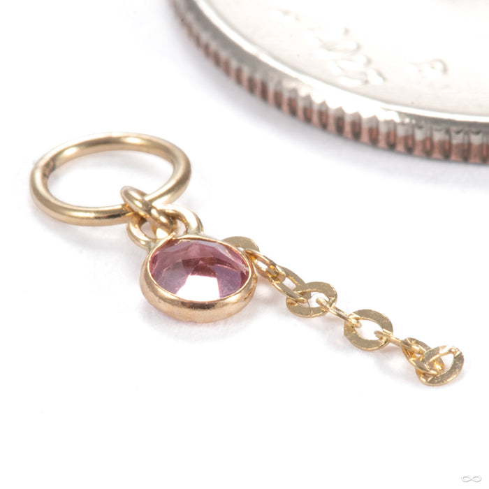 Future, Past and Present Charm in 14k Yellow Gold with Pink Tourmaline from Hialeah
