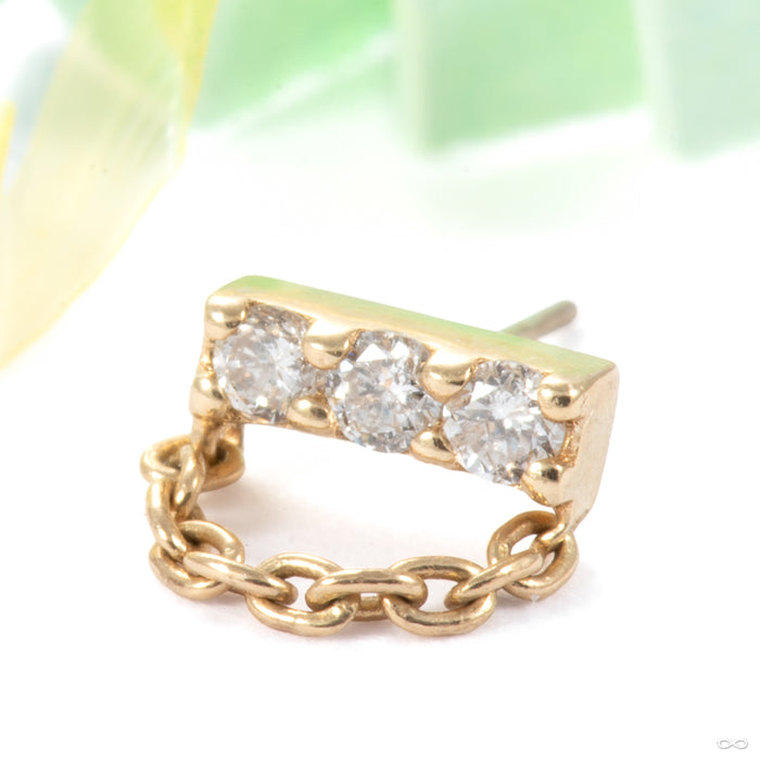 Give 100 Major Press-fit End in 14k Yellow Gold with White Sapphire from Pupil Hall